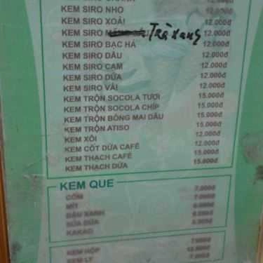 Thực đơn- Cafe Kem Cân Lò Đúc