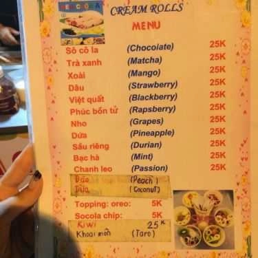 Thực đơn- Cafe Bibo - Kem Cuộn