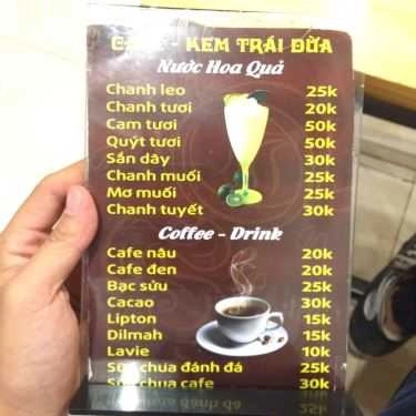 Thực đơn- Cafe & Kem Trái Dừa