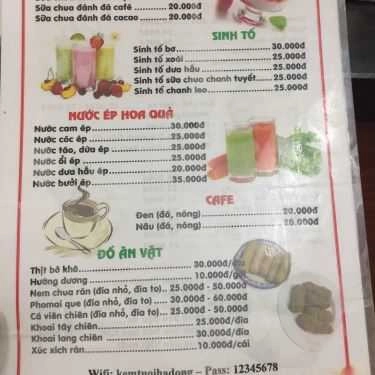 Thực đơn- Cafe Kem Tươi - Ngô Thì Nhậm