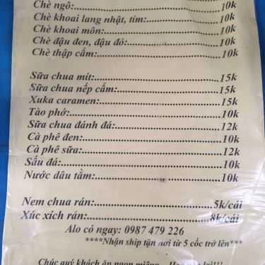 Thực đơn- Ăn vặt Kẹo Kun Chè Quán