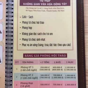 Thực đơn- Không Gian Văn Hóa Đông Tây - Biblio Coffee & Books - Chùa Bộc
