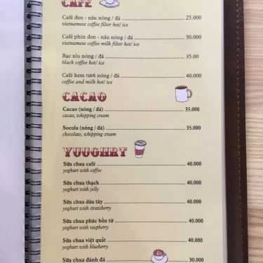 Thực đơn- Không Gian Văn Hóa Đông Tây - Biblio Coffee & Books - Chùa Bộc