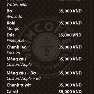 Thực đơn- Kim Coffee - Lạc Trung