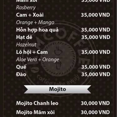 Thực đơn- Kim Coffee - Lạc Trung