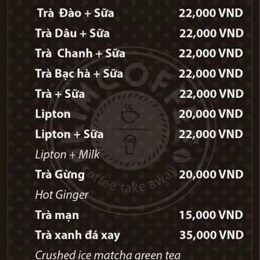 Thực đơn- Kim Coffee - Lạc Trung