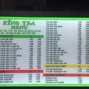 Thực đơn- Cafe King Tea - Vương Quốc Trà