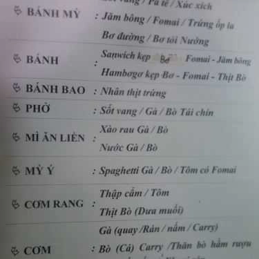 Thực đơn- Kinh Đô Cafe - Hàng Bông