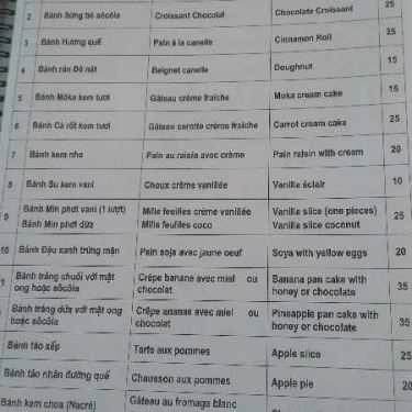 Thực đơn- Kinh Đô Cafe - Hàng Bông
