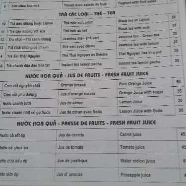Thực đơn- Kinh Đô Cafe - Hàng Bông
