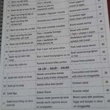 Thực đơn- Kinh Đô Cafe - Hàng Bông