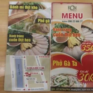 Thực đơn- Kok Coffee - Vũ Tông Phan