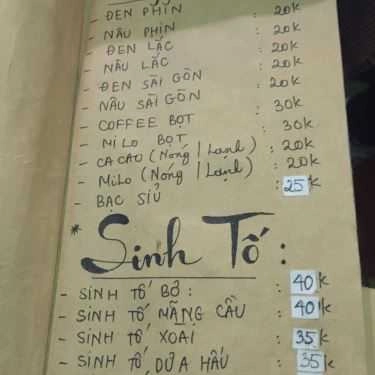 Thực đơn- Kok Coffee - Vũ Tông Phan