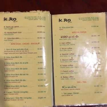Thực đơn- K.Ro Cafe