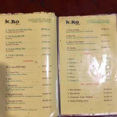 Thực đơn- K.Ro Cafe