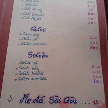 Thực đơn- Lalala Mifa Coffee - Ngọc Khánh