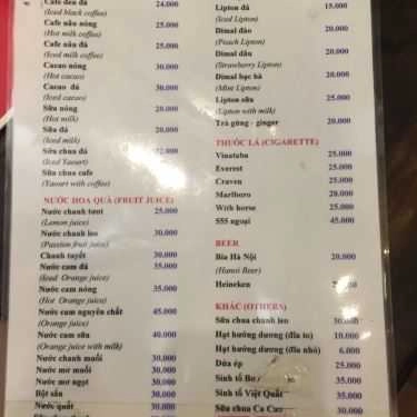 Thực đơn- Lâm Cafe - 91 Nguyễn Hữu Huân