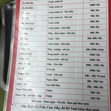 Thực đơn- Ăn vặt Lan Béo - Ốc Hải Phòng