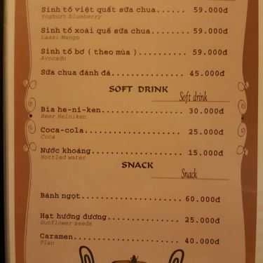 Thực đơn- Lan Hạ Coffee