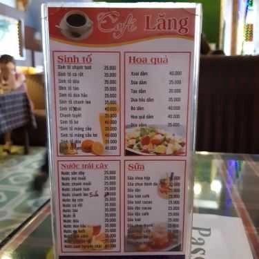Thực đơn- Lăng Cafe - Nguyễn Trãi