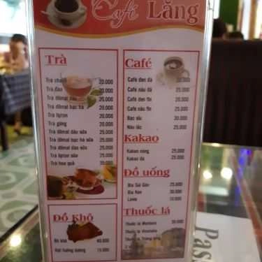 Thực đơn- Lăng Cafe - Nguyễn Trãi