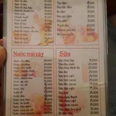 Thực đơn- Lăng Cafe - Nguyễn Trãi