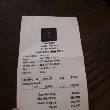 Thực đơn- Lau Cafe - Xã Đàn