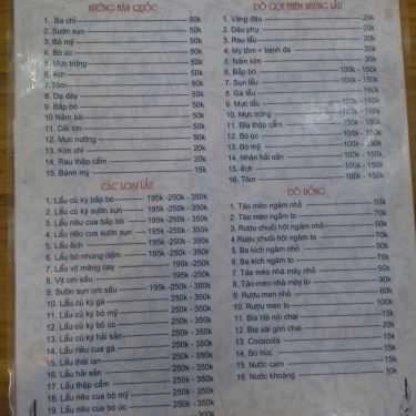 Thực đơn- Quán Nhậu Lẩu Cù Kỳ & Nướng Hàn Quốc