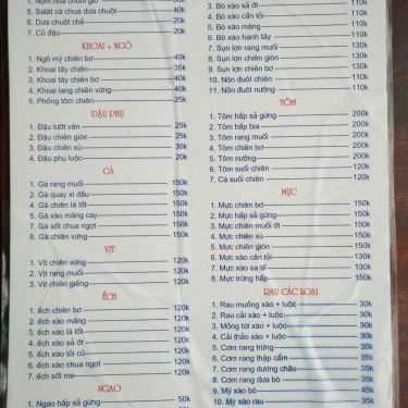 Thực đơn- Quán Nhậu Lẩu Cù Kỳ & Nướng Hàn Quốc