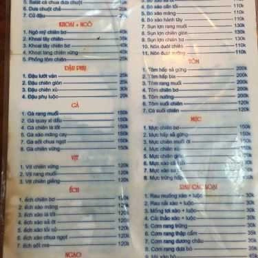 Thực đơn- Quán Nhậu Lẩu Cù Kỳ & Nướng Hàn Quốc