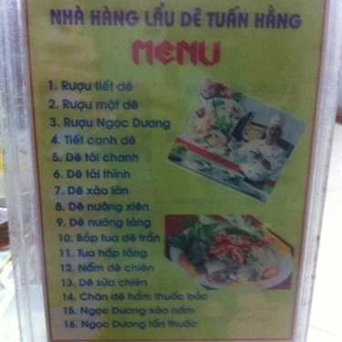 Thực đơn- Nhà Hàng Lẩu Dê Tuấn Hằng - Tân Thụy