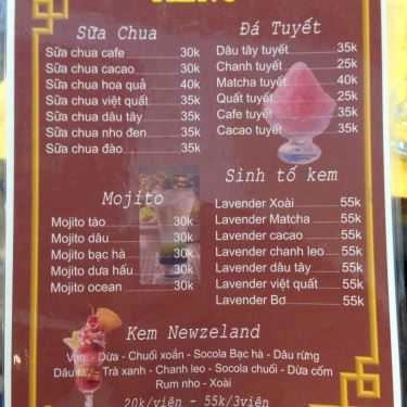 Thực đơn- Cafe Lavender Kafe