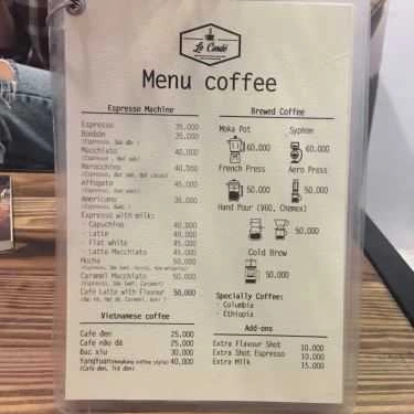 Thực đơn- Le Condé Cafe