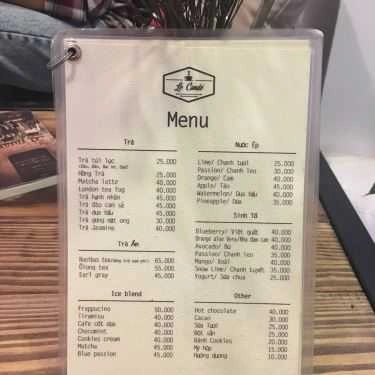 Thực đơn- Le Condé Cafe