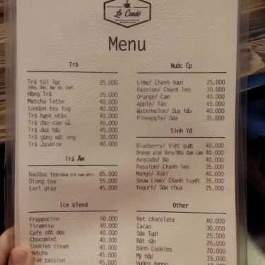 Thực đơn- Le Condé Cafe