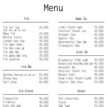 Thực đơn- Le Condé Cafe
