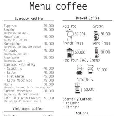 Thực đơn- Le Condé Cafe