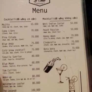 Thực đơn- Le Condé Cafe