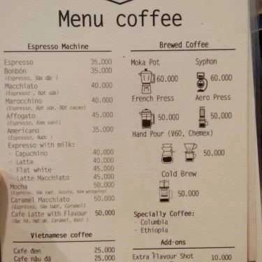 Thực đơn- Le Condé Cafe