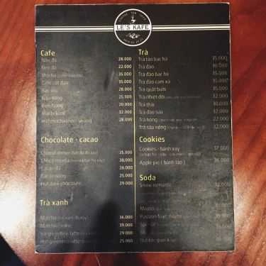 Thực đơn- Cafe LE's Kafe