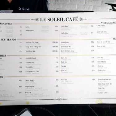 Thực đơn- Le Soleil Cafe