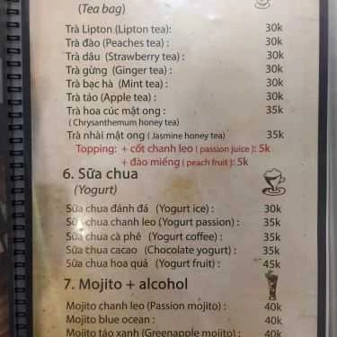 Thực đơn- Linh Cà Phê