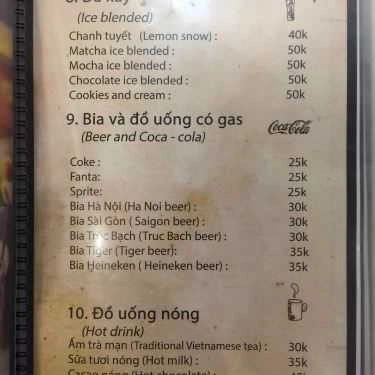 Thực đơn- Linh Cà Phê