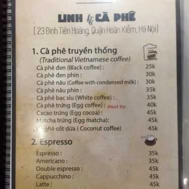 Thực đơn- Linh Cà Phê