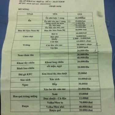 Thực đơn- Linh Hoa Quán - Chè, Ốc & Các Món Ăn Vặt