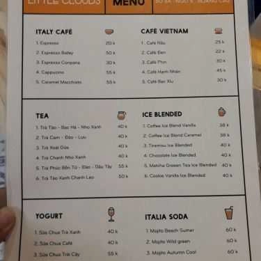 Thực đơn- Little Clouds Coffee