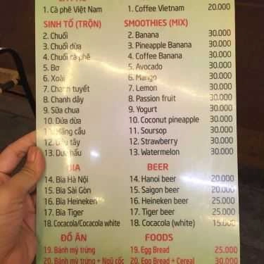 Thực đơn- Loan Cafe - Bát Đàn