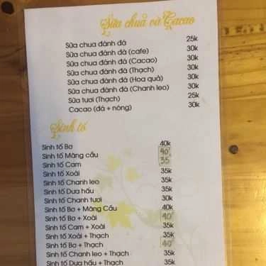 Thực đơn- Long Coffee - Thụy Khuê