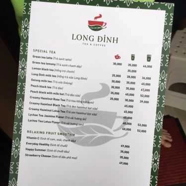 Thực đơn- Cafe Long Đỉnh - Tea & Drinks