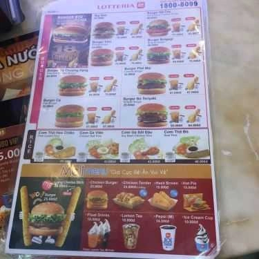 Thực đơn- Nhà Hàng Lotteria - Co.opMart Hà Đông